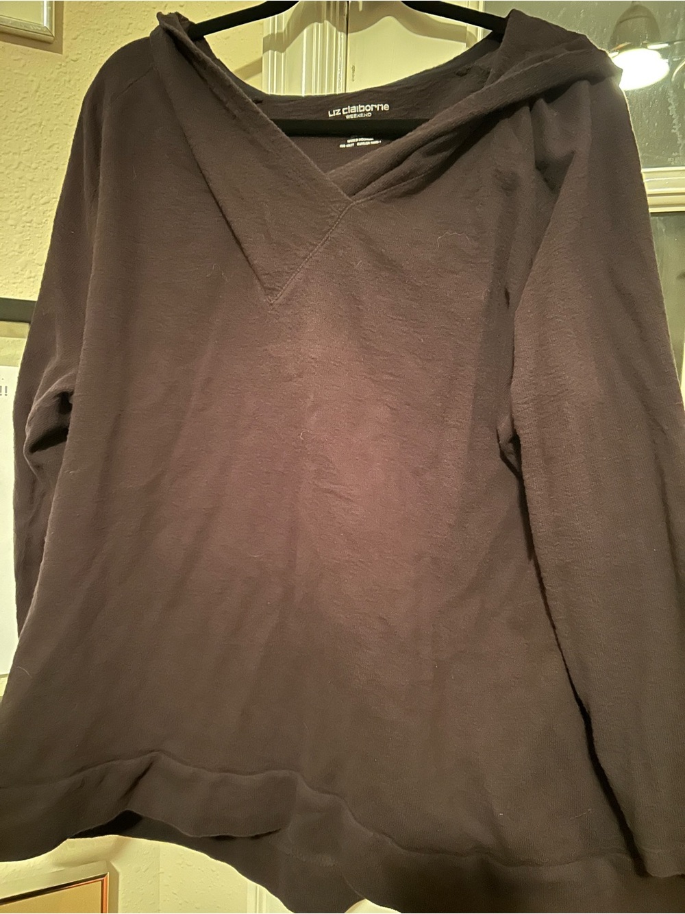 Liz Claiborne Dark Brown Hooded Pullover Sweatshirt